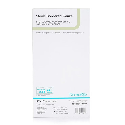 Sterile Border Gauze With Adhesive Border, 4" X 8"