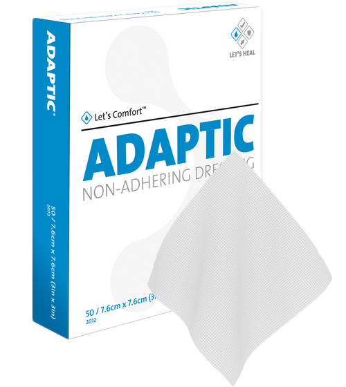 Systagenix Adaptic Non-Adhering Dressing 3x3 inch box – sterile petrolatum mesh primary wound contact layer for gentle wound care
