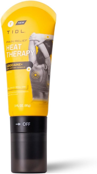 TIDL Heat Therapy Roll-On - Maximum Strength Lidocaine Pain Relief for Muscles & Joints | Warming Formula for Targeted Application | 3 oz TIDL Heat Therapy Roll-On - Maximum Strength Lidocaine Pain Relief for Muscles & Joints | Warming Formula for Targeted Application | 3 oz