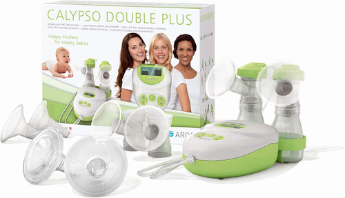 Ardo Calypso Double Plus electric breast pump with bottles and breast shells on clean surface