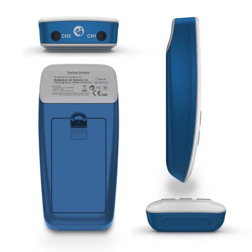 BioMed Revived II being used on back – TENS therapy for drug-free pain relief

Alt Text 6: Revived II device with reusable electrodes on knee – EMS mode for muscle