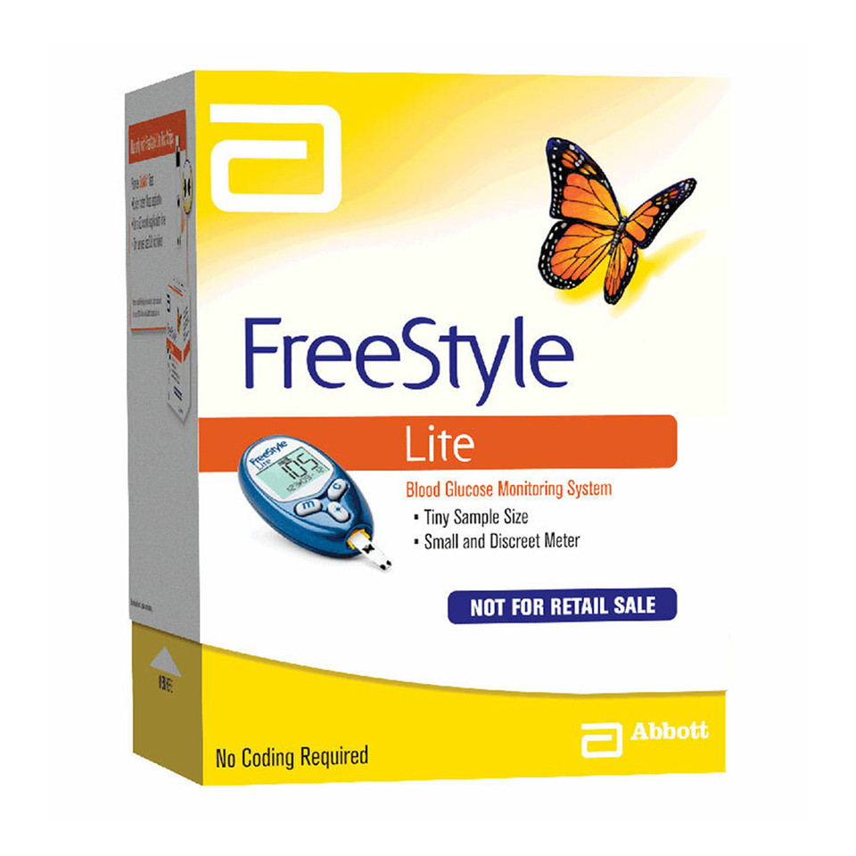 Abbott FreeStyle Lite Meter [+] Freestyle 50 Test Strips For Glucose Care