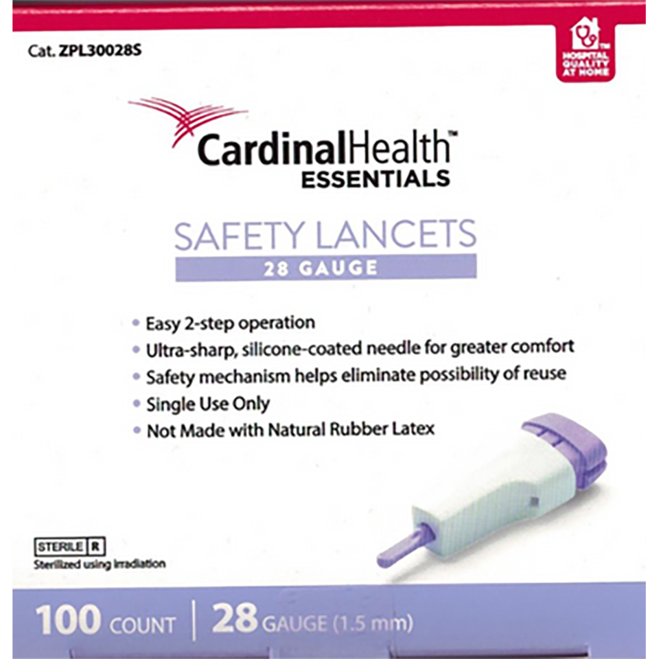 Cardinal Health Safety Lancet 28G Disposable For Glucose Care