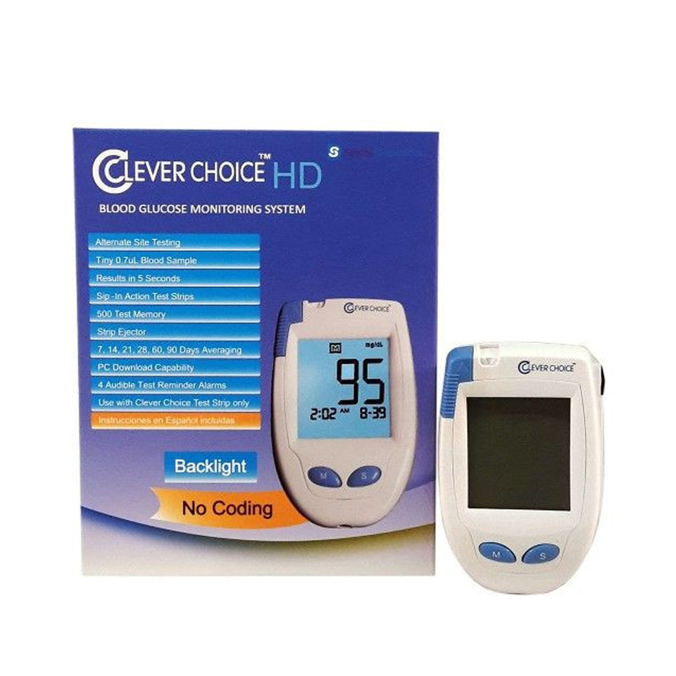 Clever Choice HD Blood Glucose Meter [+] Pharmacist Choice 200 Test Strips For Glucose Care