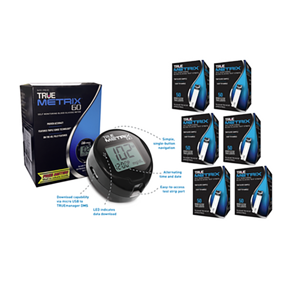 TRUE Metrix GO Blood Glucose Meter kit Plus Metrix 300 Test Strips