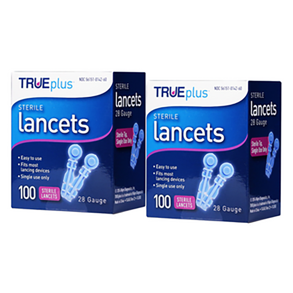 TRUEplus Universal Twist Top 28 Gauge 200 Lancets - 2 Box 100