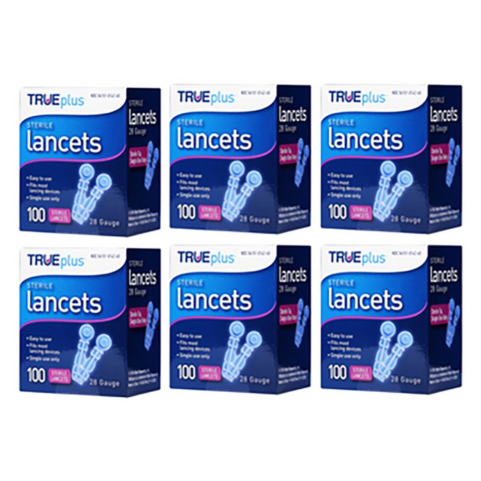 TRUEplus Universal Twist Top 28 Gauge 600 Lancets - 6 Box 100