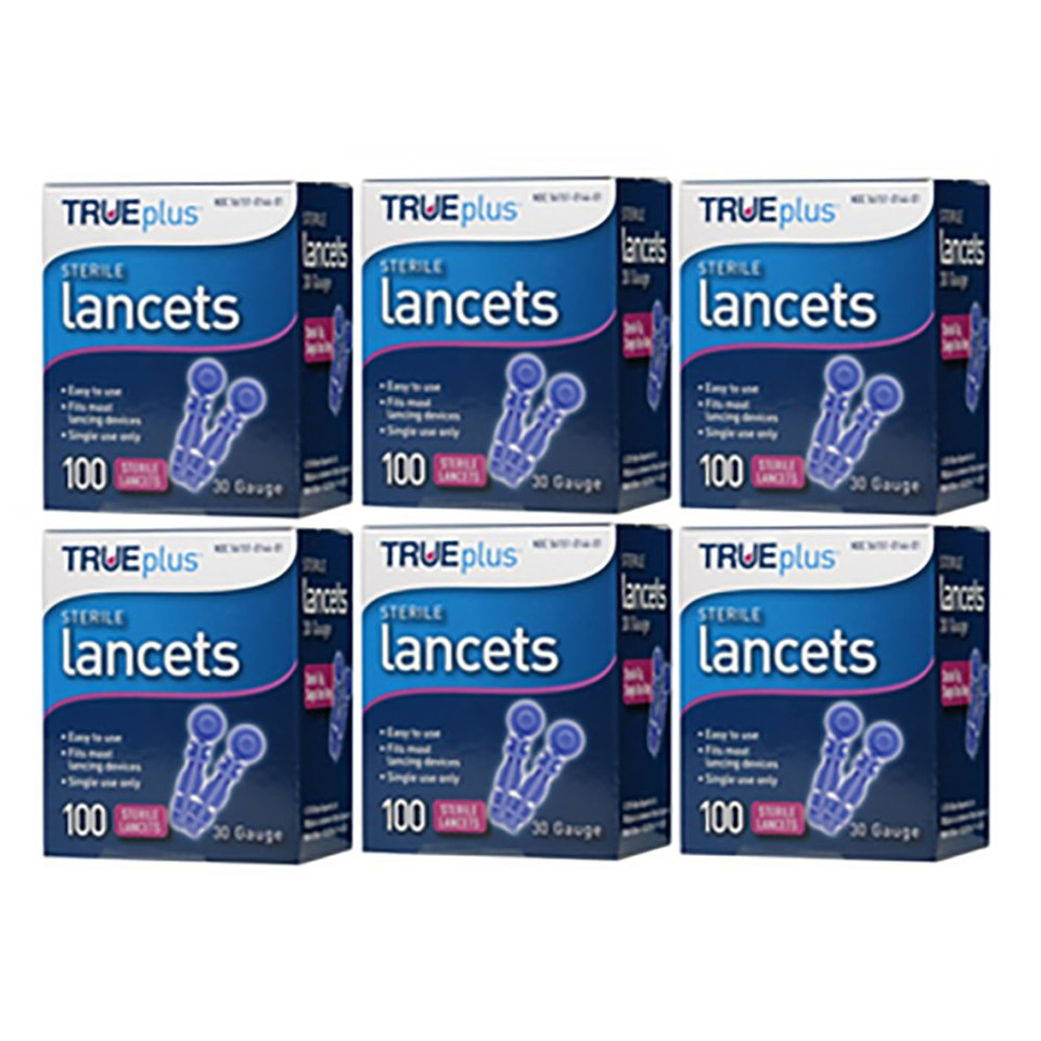 TRUEplus Universal Twist Top 30 Gauge 600 Lancets - 6 Box 100
