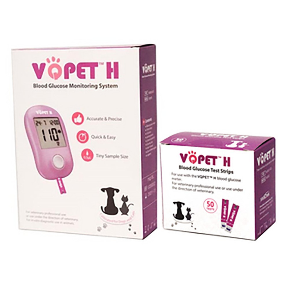 VQ PET H Blood Glucose Monitoring System for Pet Use Starter KIT with 50 Test Strips