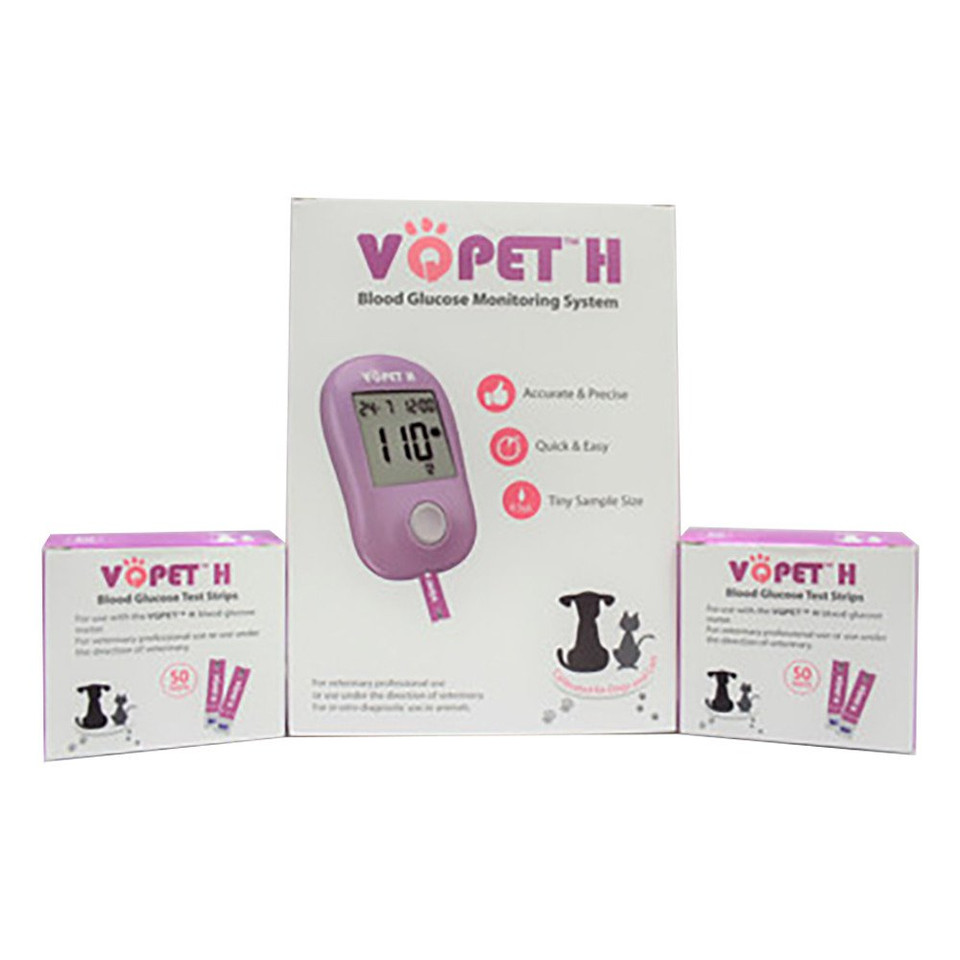 VQ PET H Blood Glucose Monitoring System for Pet Use Starter KIT with 100 Test Strips