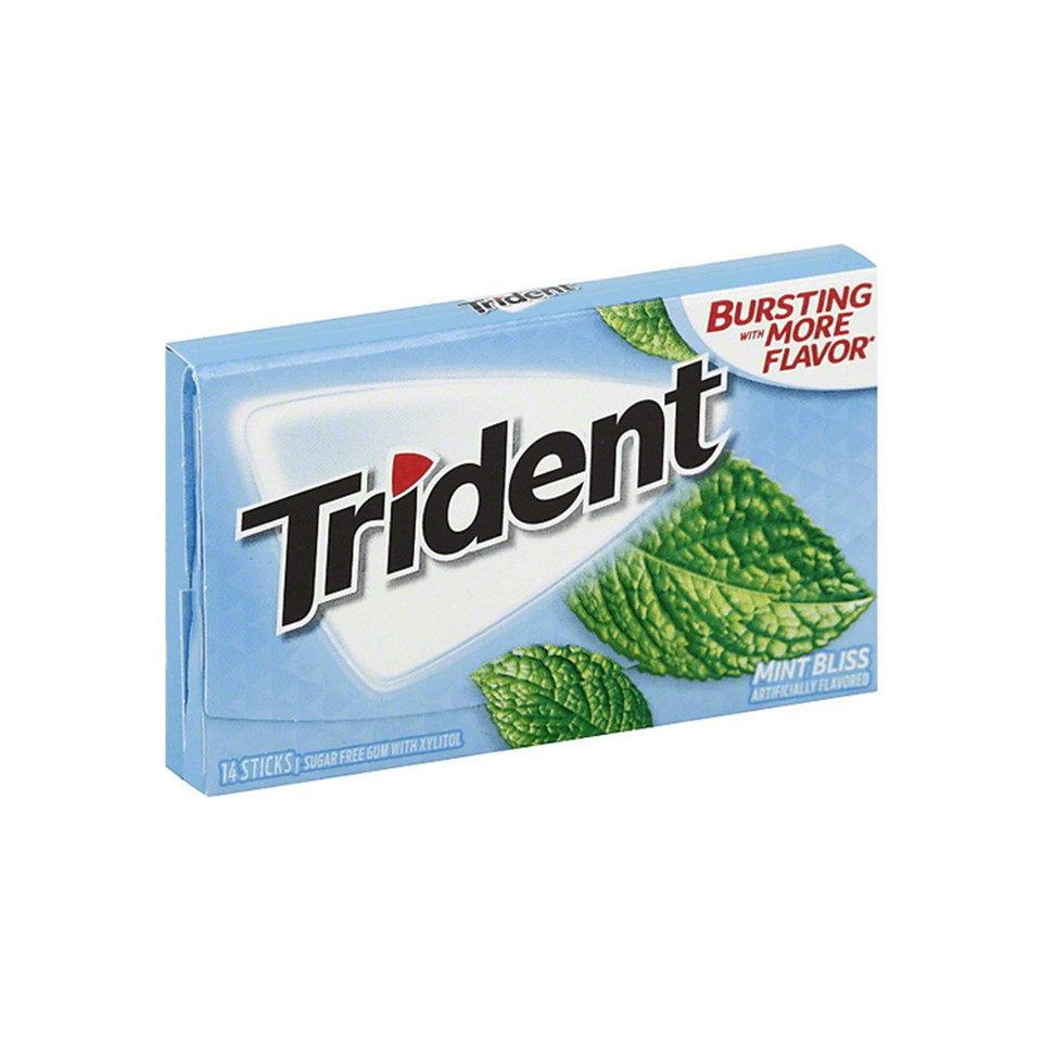 Trident Sugar Free Gum With Xylitol 14 Sticks - Mint Bliss [ 6 Pack ]