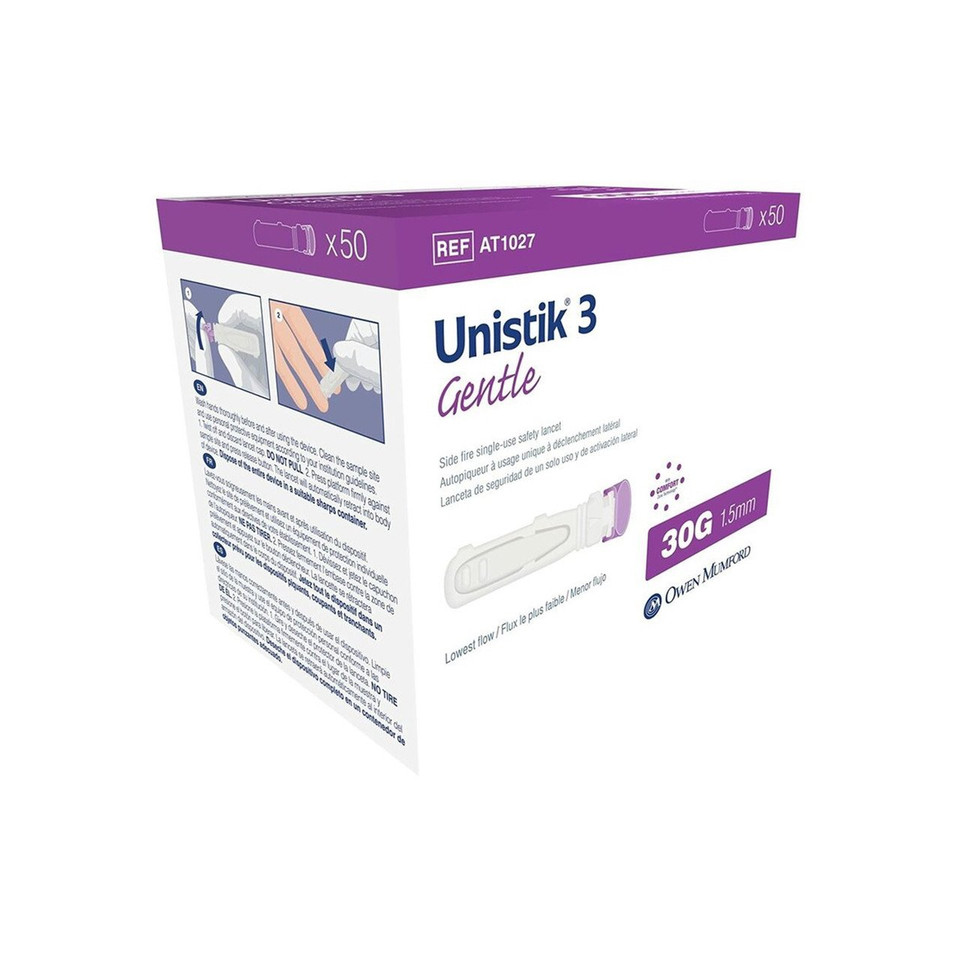 Unistik 3 Gentle 30G x 1.5mm - 50 Ct - #AT 1027 [ 2 Pack ]