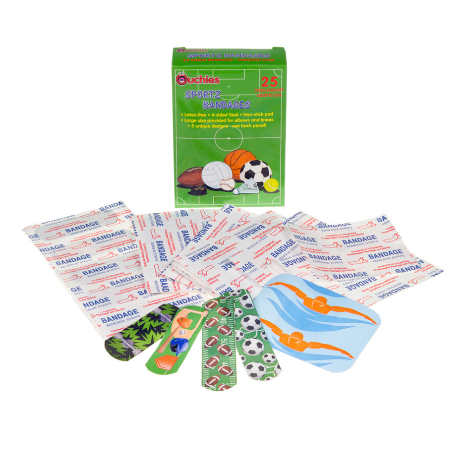 Cosrich Ouchies Sportz Adhesive Bandages For Kids, 25 Ct Box - 25 Each