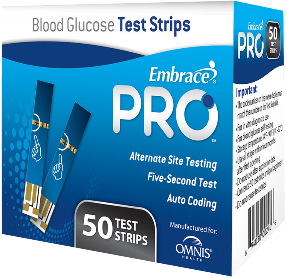 Omnis Health Embrace PRO Blood Glucose Test Strips 50 ct