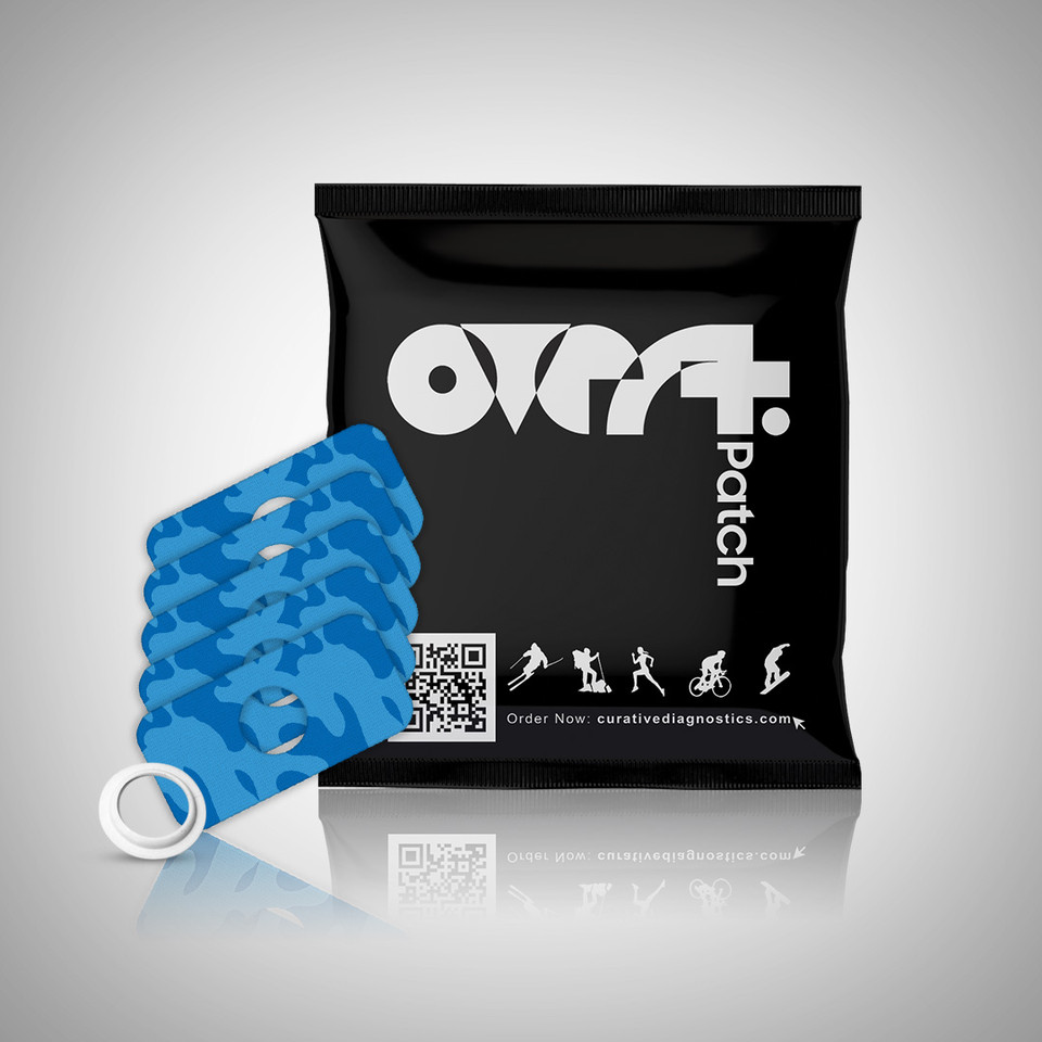 Overt FreeStyle CGM Flexible Patch with Ring - Camo Blue [5 pack] For Libre or Libre 2