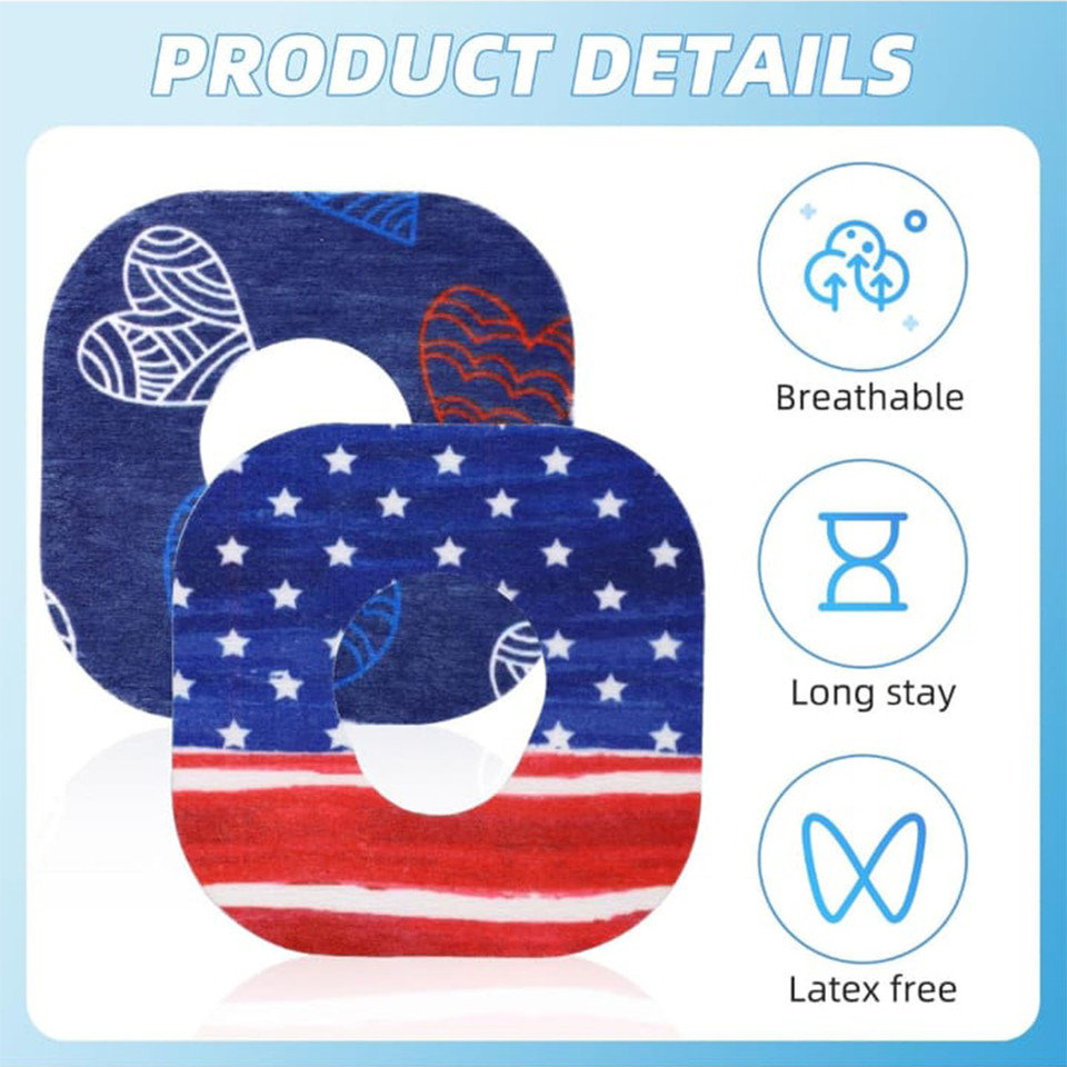 Overt Dexcom CGM Patch -Patriotic Design/Stars and Stripes [ 5 Pack ] For G7 and Stelo
