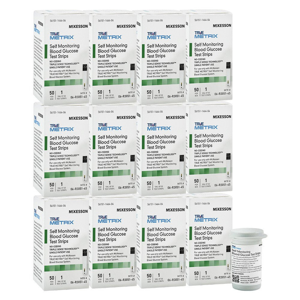 True Metrix Blood Glucose Test Strips 12 x 50 [600 strips] by McKesson