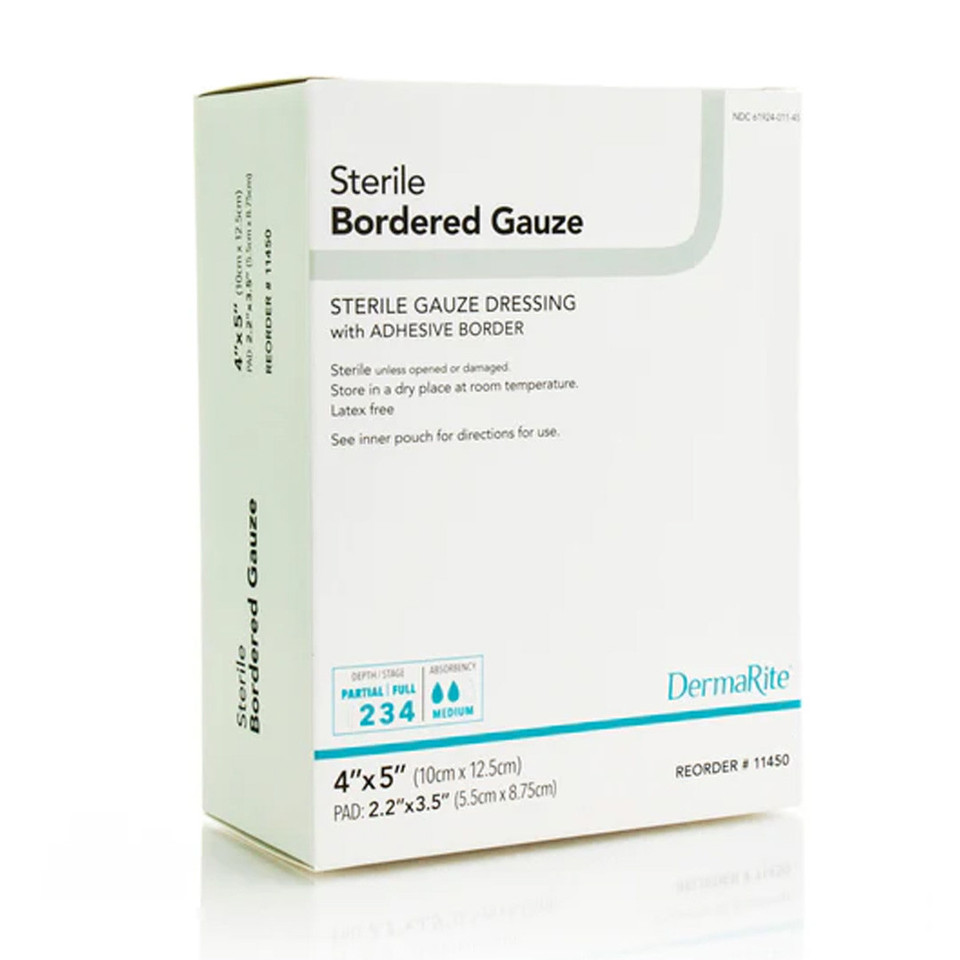 Sterile Border Gauze With Adhesive Border, 4" X 5"-Single dressing