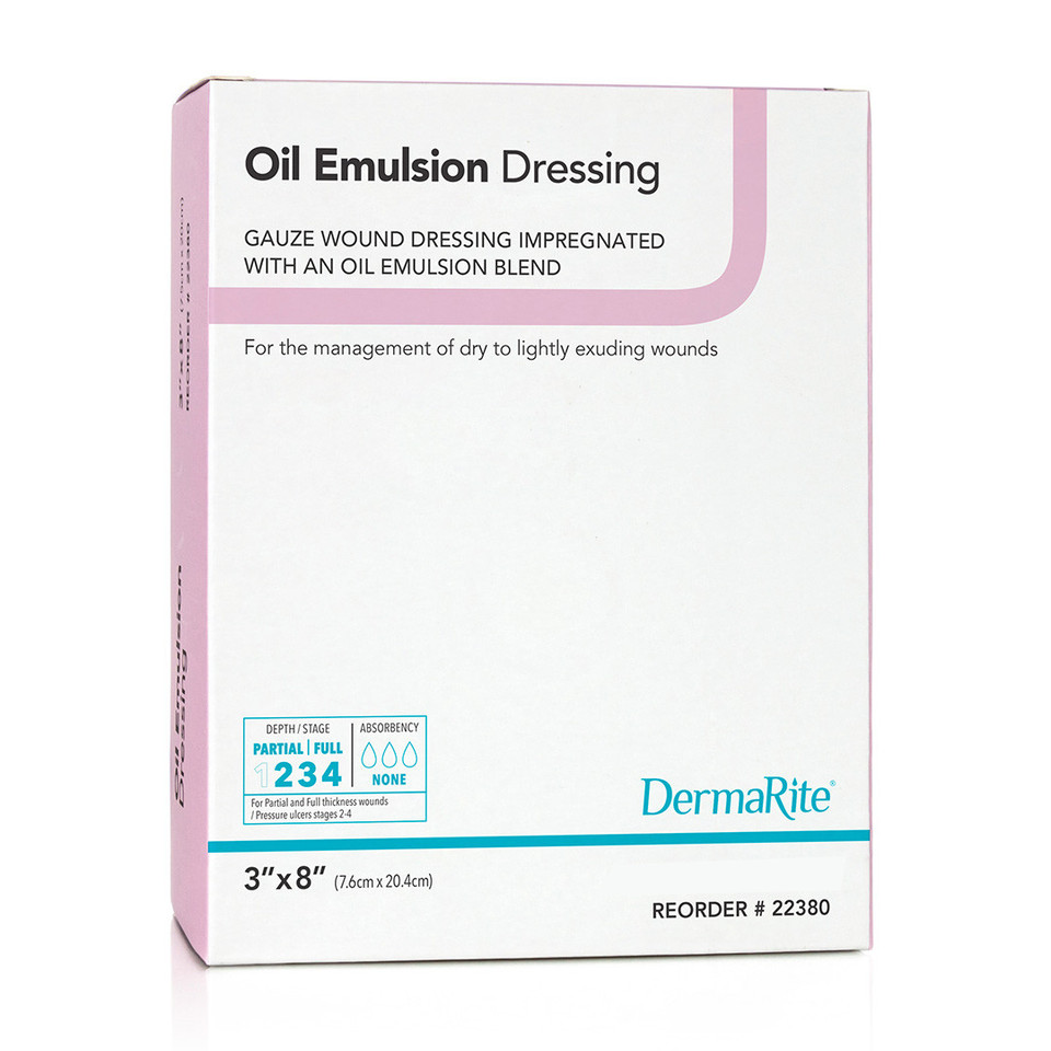 Derma-Rite Oil Emulsion Non-adherent Wound Dressing, 3" X 8" [ 24 Pack ]