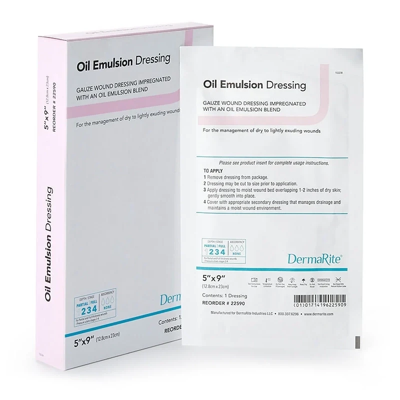 Dermarite Oil Emulsion Non-adherent Wound Dressing, 5" X 9"