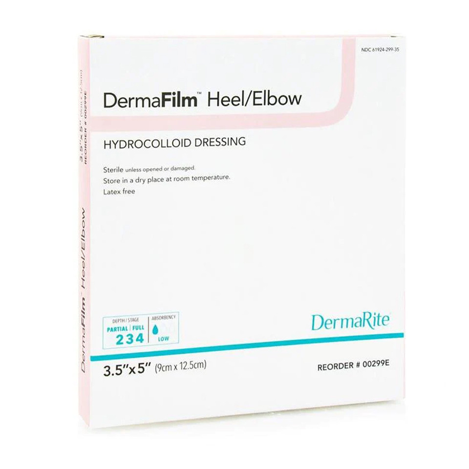Dermafilm Hydrocolloid Dressing, Heel/ Elbow, 3.5" X 5" [Single Dressing]