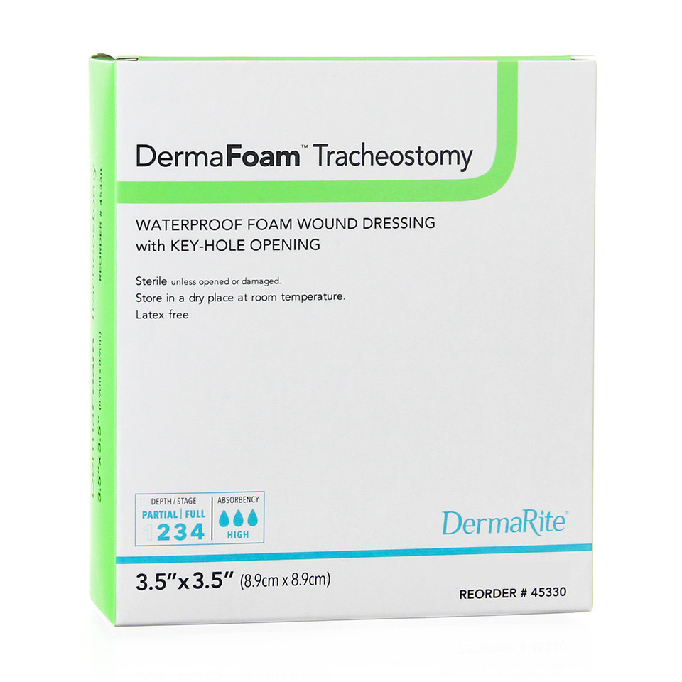 Dermafoam Tracheostomy Split Foam Dressing, 3.5" X 3.5"