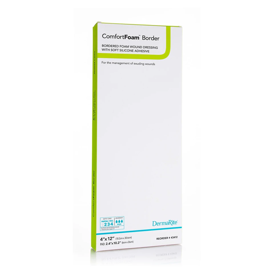 Comfortfoam Silicone Foam Border Dressing, 4" X 12" [ 5 Pack ]