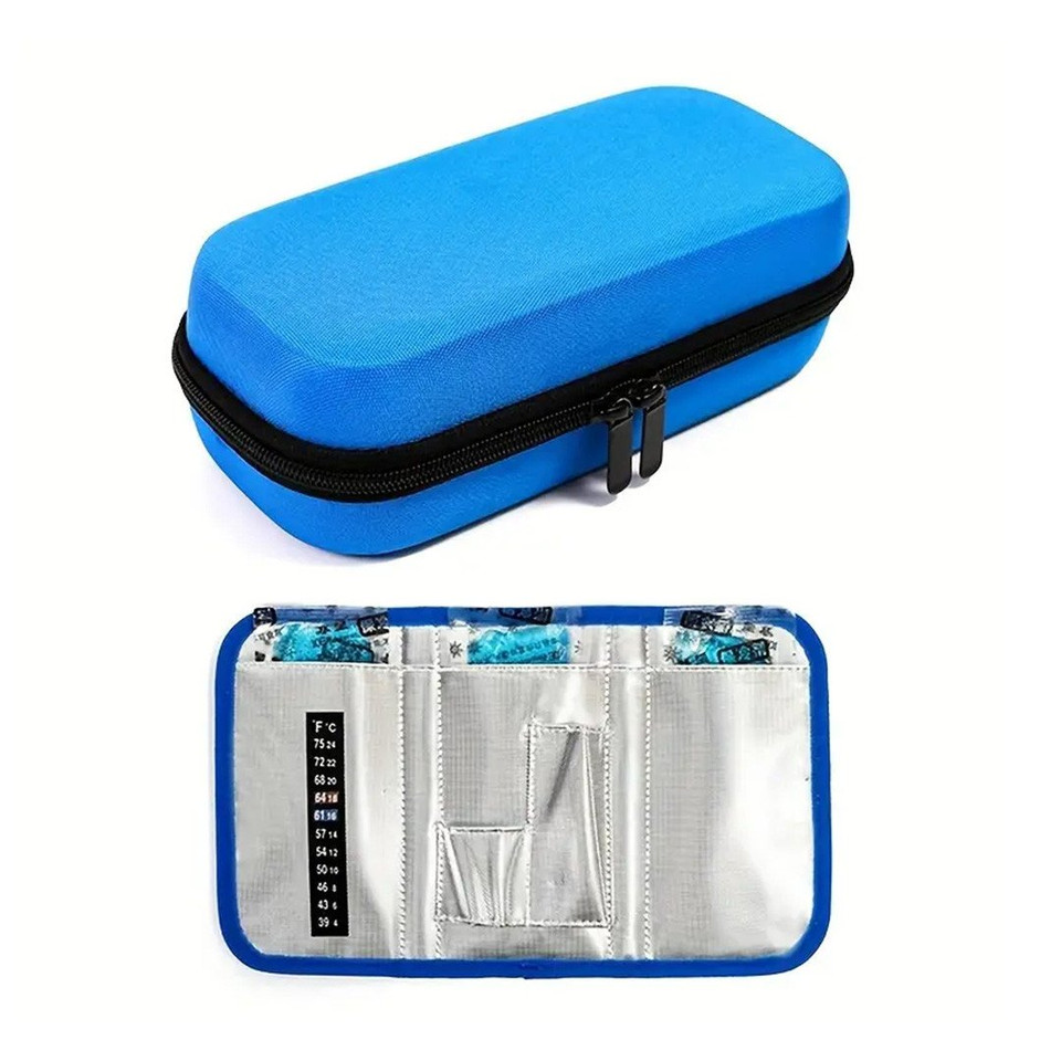 Overt hard soft Cooler Case for Glucose Insulin Supplies WIth 2 Ice Gel Pack