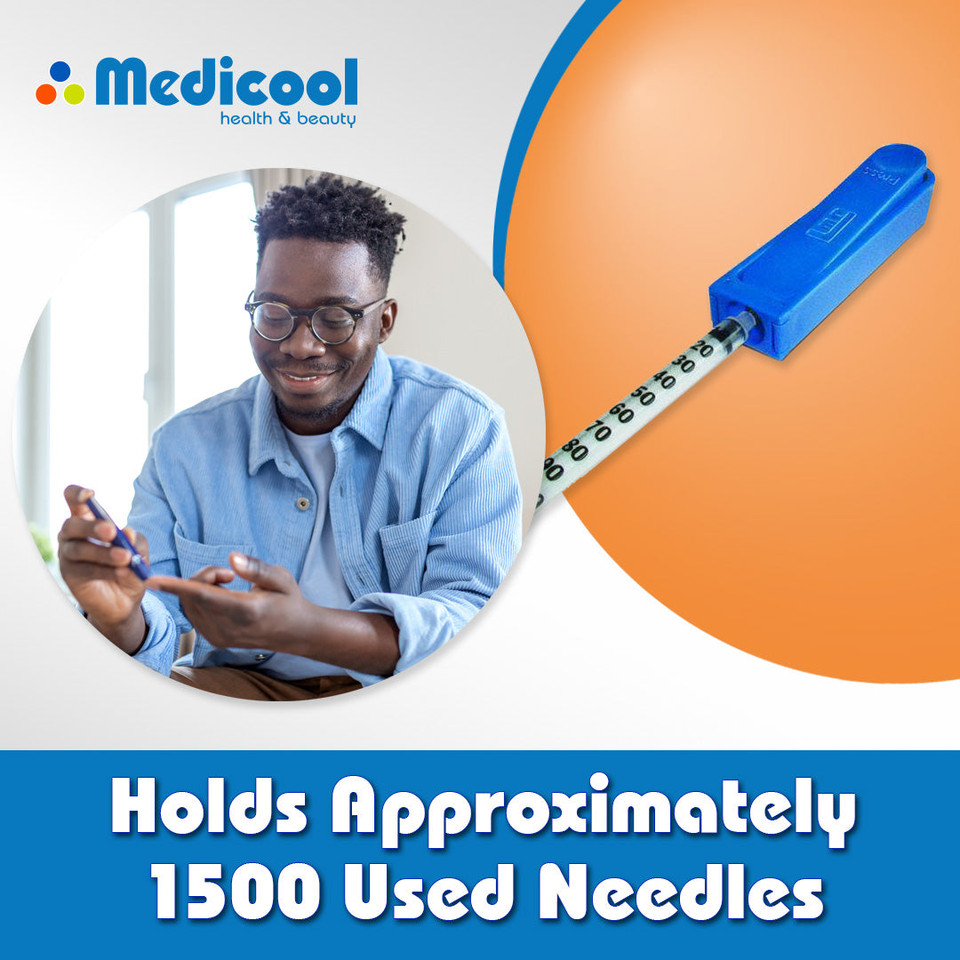 Medi-Cool Medi-Clip Needle Clipper and Storage - Holds 1500 Insulin Syringe and Pen Needles