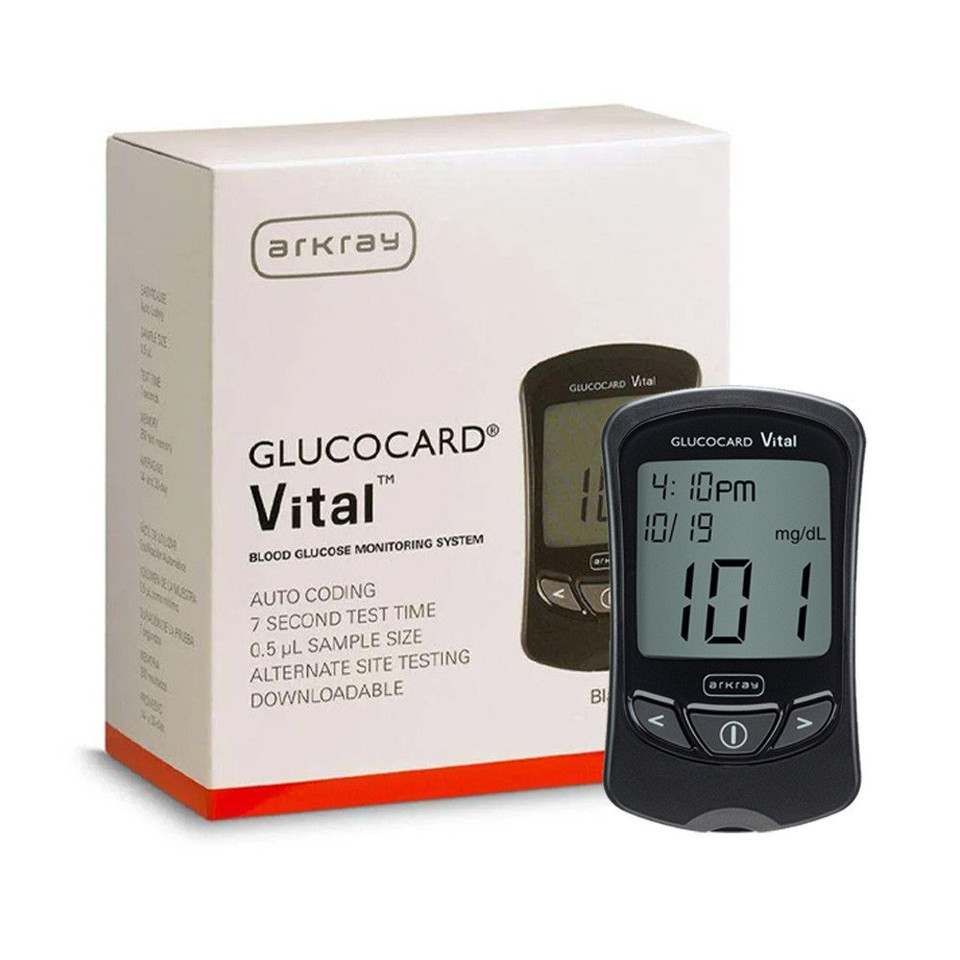 Arkray Glucocard Vital Meter with Vital 200 Test Strips