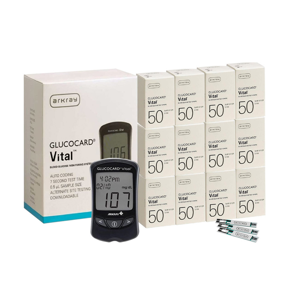 Arkray Glucocard Vital Meter with Vital 600 Test Strips