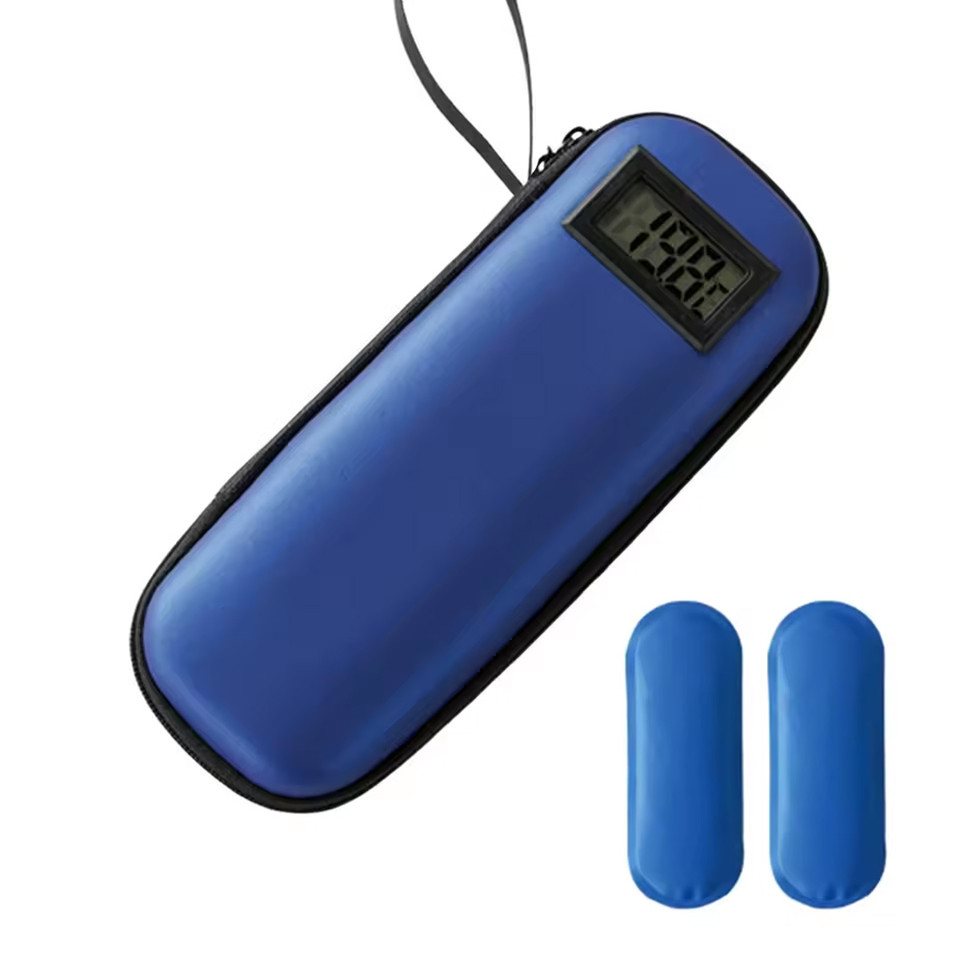 Overt cooler for Glucose Insulin Supplies with digital temperature, gel pack included - Capsule design