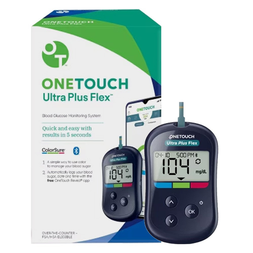 OneTouch Ultra Plus Flex Diabetes Testing System with 90 Test strips