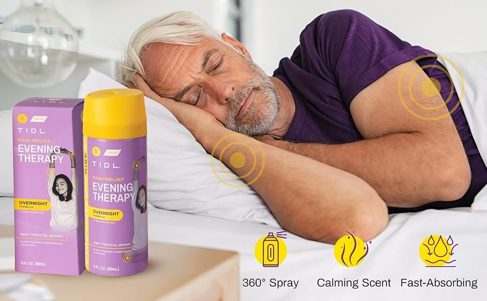 TIDL Evening Therapy Spray with Lavender - Nighttime Muscle Recovery & Relaxation Aid | 3