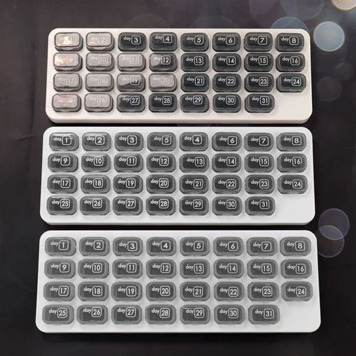 Overt Month Pill organizer with dates, practical & Bold design