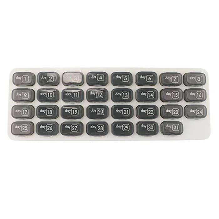 Overt Month Pill organizer with dates, practical & Bold design