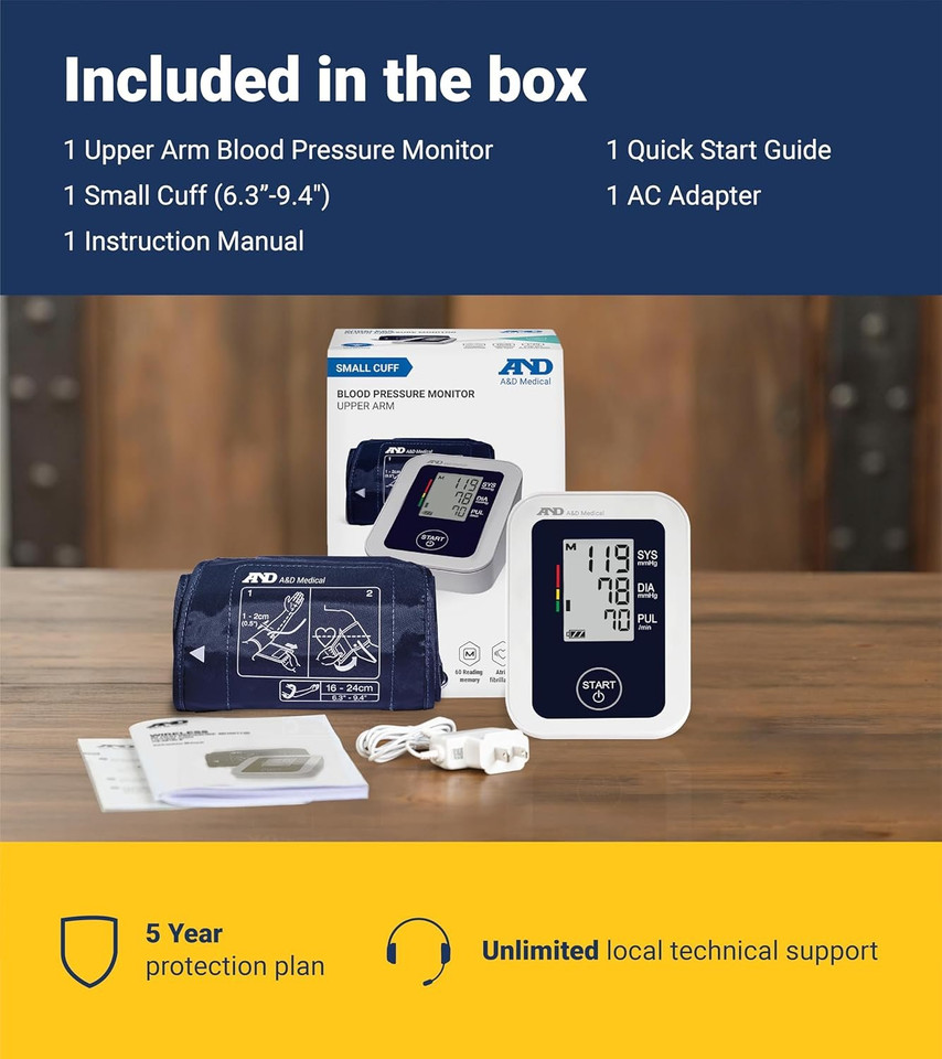 A&D Medical UA-651SAC monitor with small cuff attached