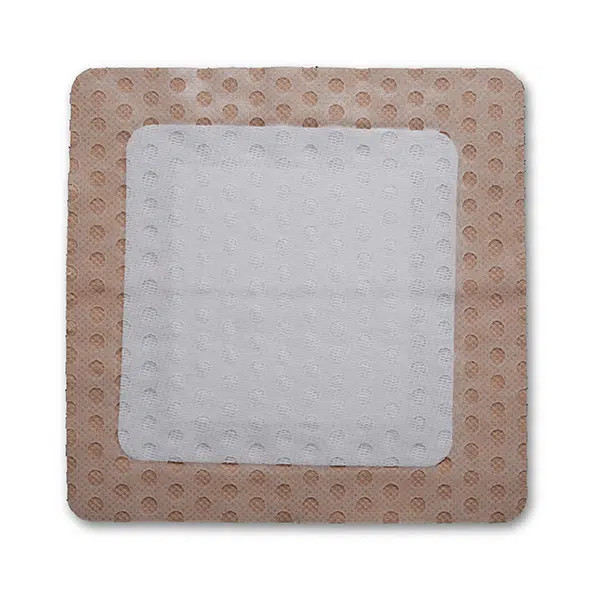 Super absorbent adherent dressing applied over wound area for fluid management