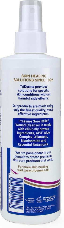 TriDerma wound cleanser bottle front view – FSA HSA eligible antiseptic spray for sensitive skin with fragrance-free formula