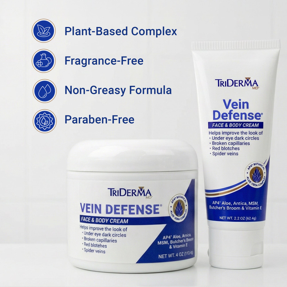 Triderma Vein Defense Healthy Cream Jar 4 oz