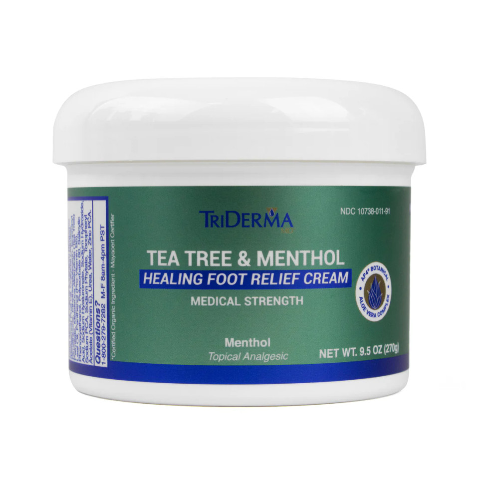 TriDerma Tea Tree & Menthol Healing Foot Relief Cream 9.5Oz Jar