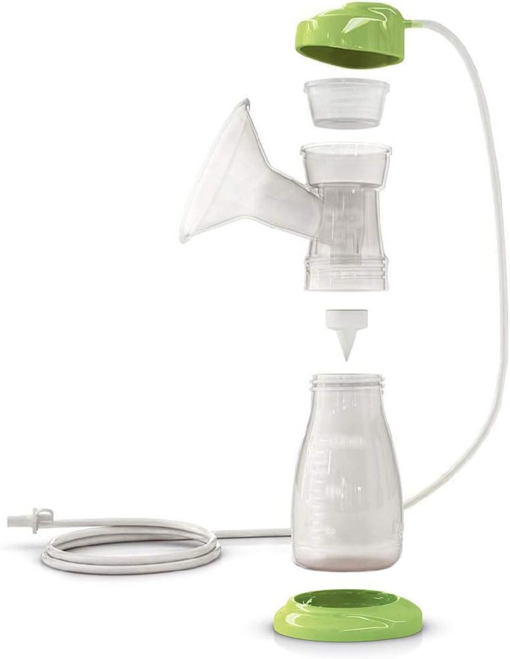 Mother using Ardo Calypso double electric breast pump with hands-free pumping bra at home
