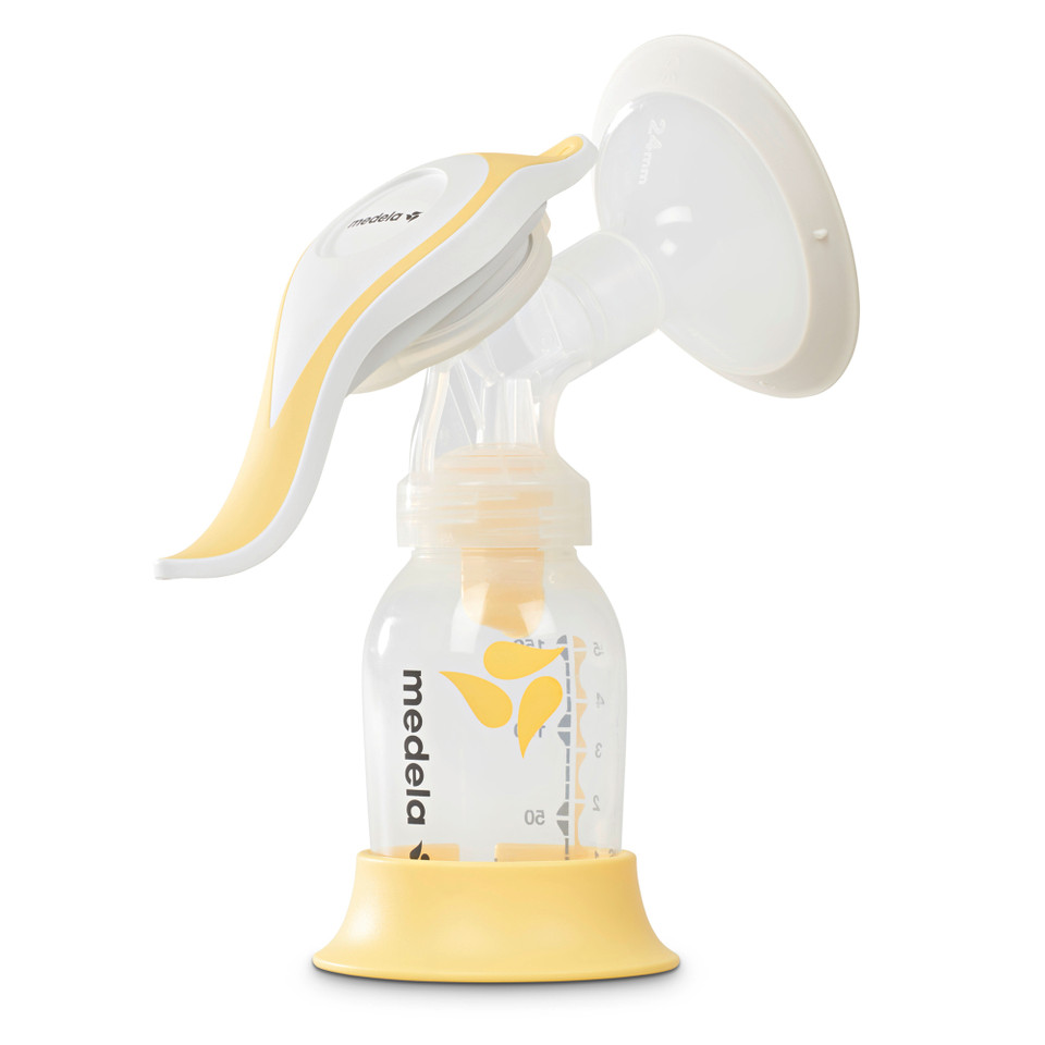 Close up of ergonomic handle showing 2-Phase Expression technology for comfortable manual pumping