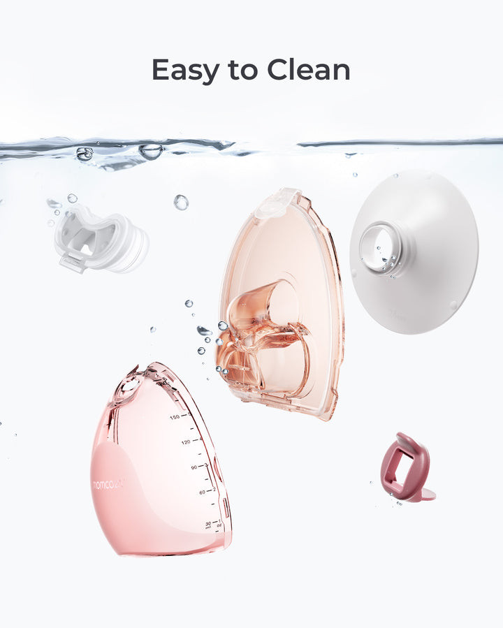 Momcozy app on smartphone showing real-time milk tracking and pump control
