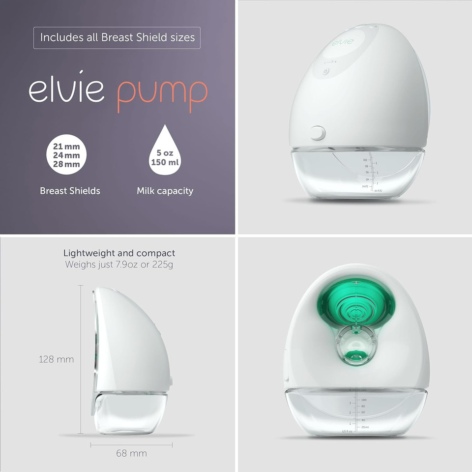 Elvie app on smartphone showing real-time milk monitoring and pumping history