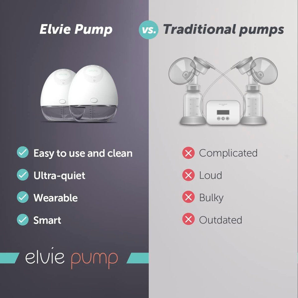 Ultra-quiet operation of Elvie pump shown with sleeping baby nearby