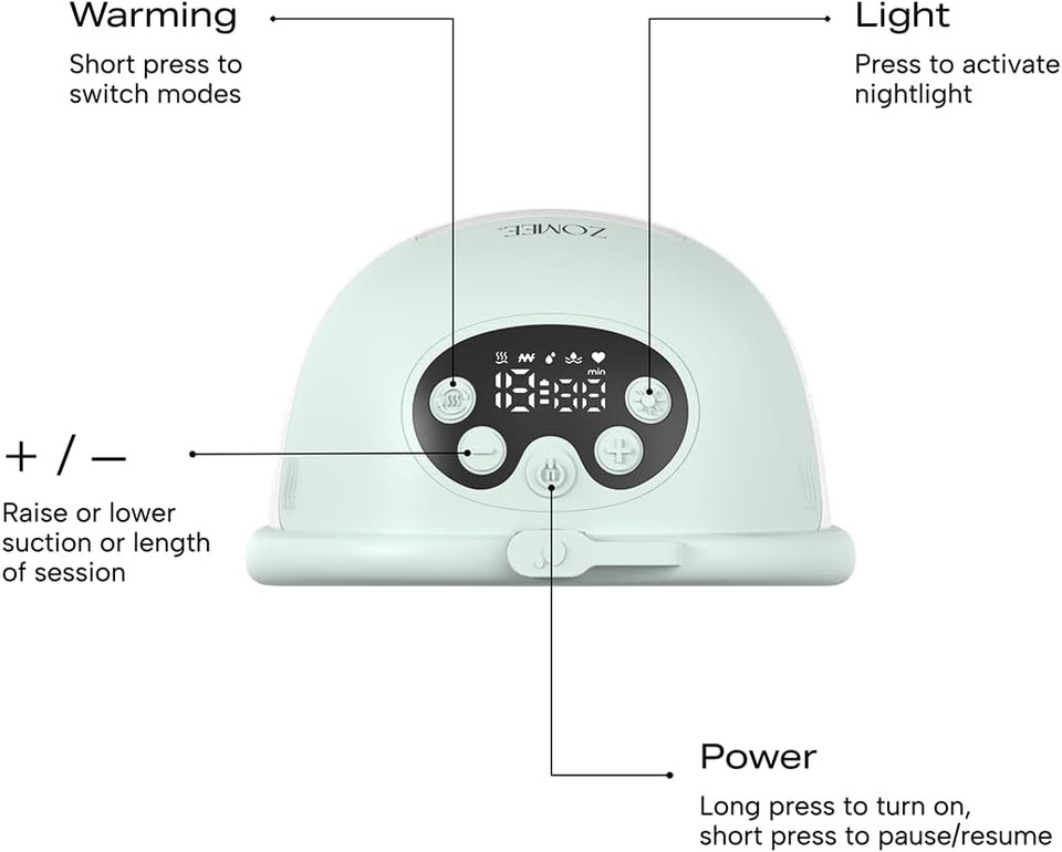 Built-in warming mode gently heating flange during pumping session