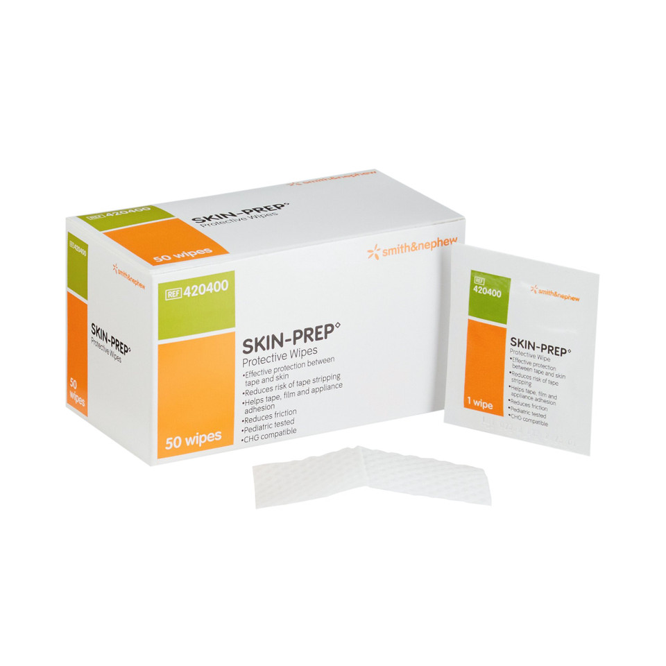 Smith+Nephew No-Sting Skin-Prep Wipes box of 50 – lasting protection for tape and film adhesion