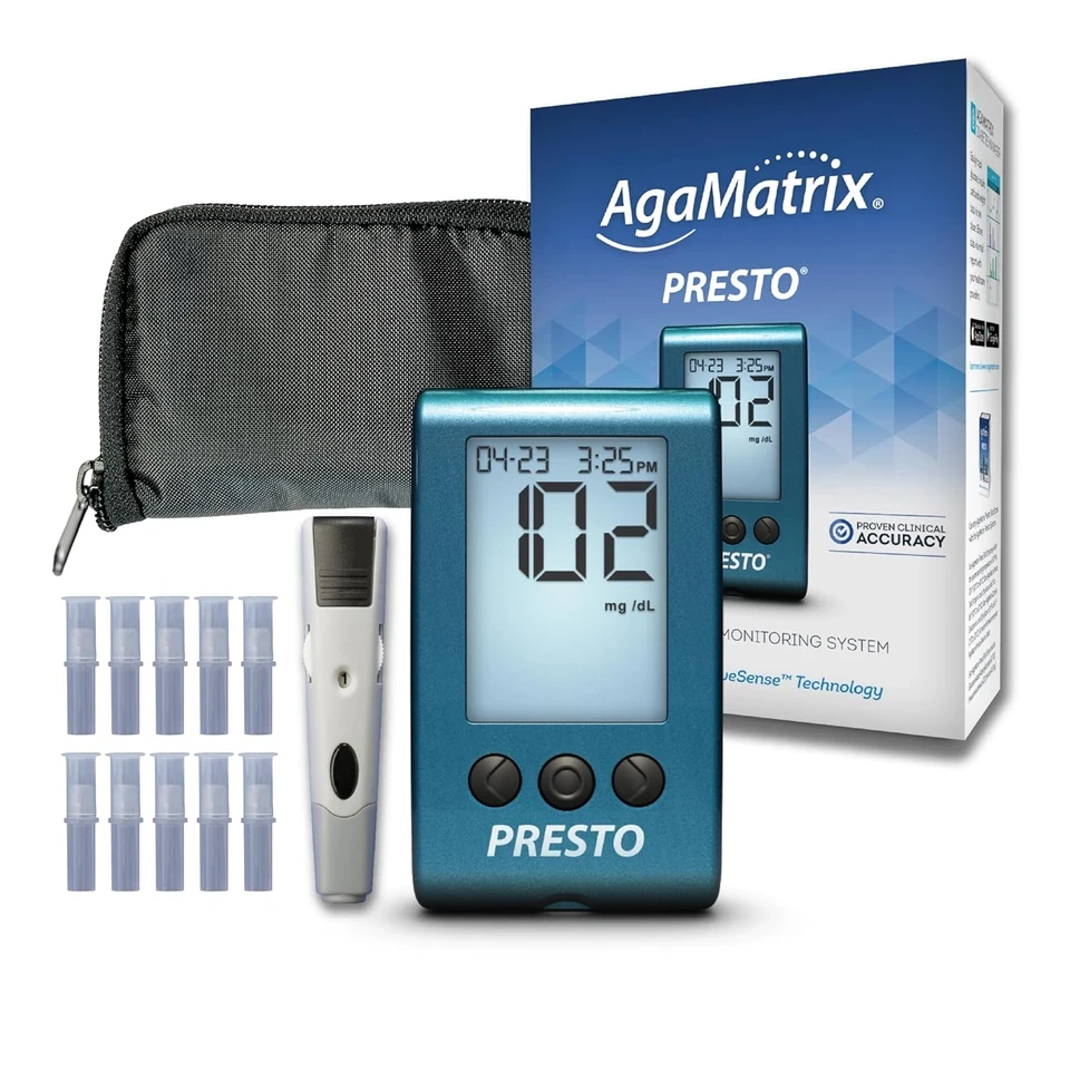 AgaMatrix WaveSense Presto Meter with Presto 100Test Strips [+] Lancing Device and Lancets