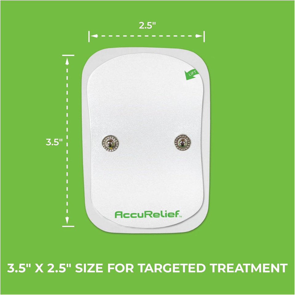 AccuRelief wireless TENS remote control close-up – 25 intensity levels for customizable pain therapy